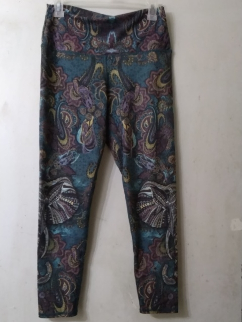 Women's EVCR Evolution And Creation Paisley Print Leggings - Teal & Purple Sz L